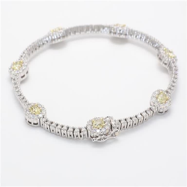 Round Cut Natural Yellow Oval and White Diamond 4.62 Carat TW Gold Bracelet For Sale