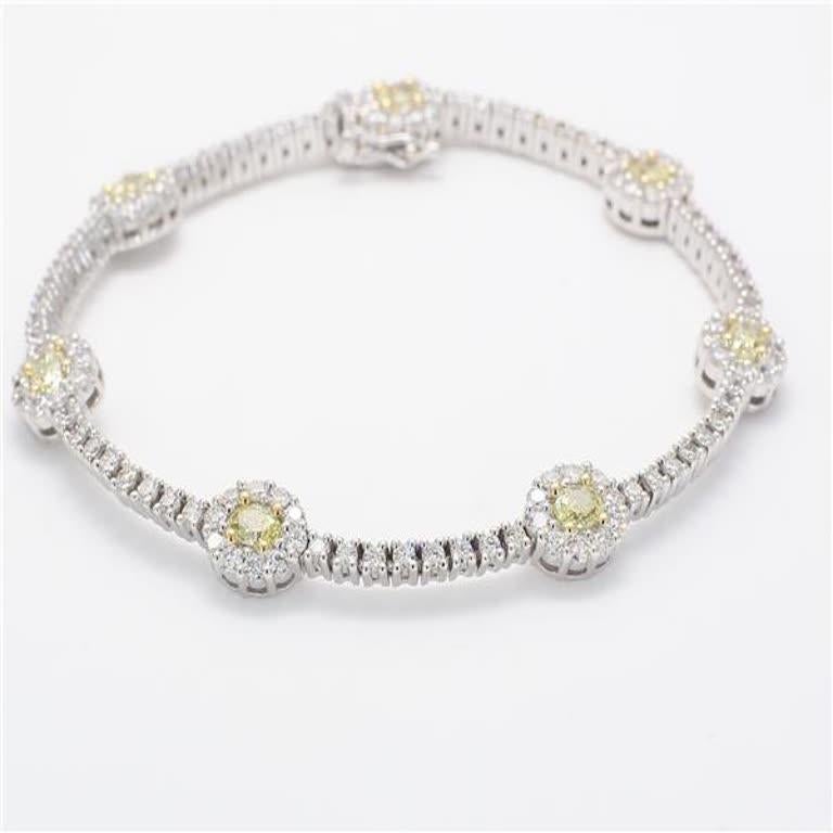 Women's Natural Yellow Oval and White Diamond 4.62 Carat TW Gold Bracelet For Sale