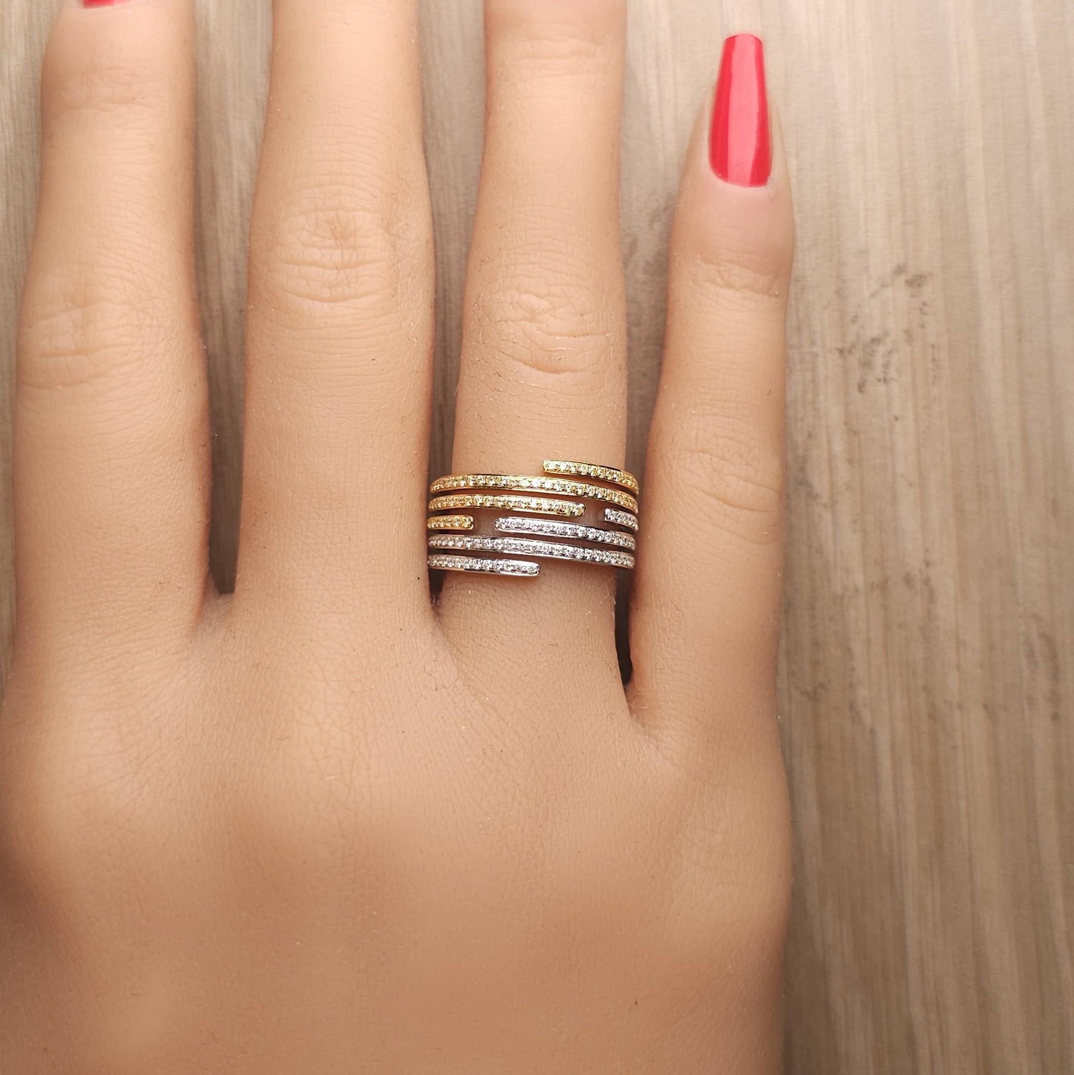 Bracelet cocktail en or jaune naturel avec diamants ronds et blancs de 49 carat TW en vente 3