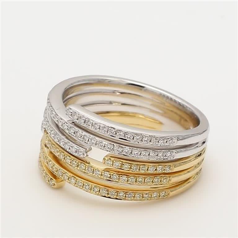 Contemporary Natural Yellow Round and White Diamond .49 Carat TW Gold Wedding Band For Sale