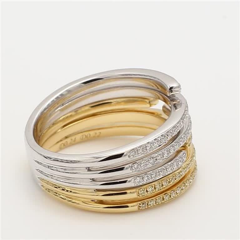 Women's Natural Yellow Round and White Diamond .49 Carat TW Gold Wedding Band For Sale