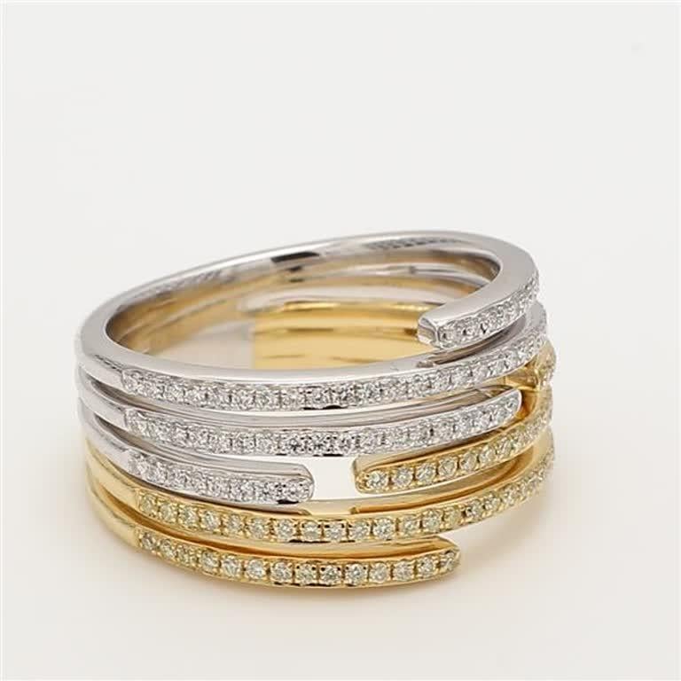 Natural Yellow Round and White Diamond .49 Carat TW Gold Wedding Band For Sale 1