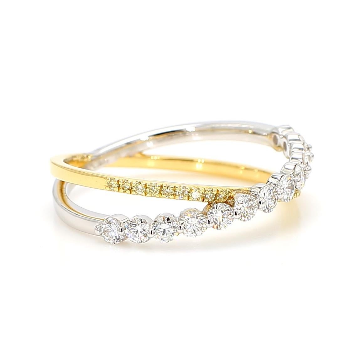Taille ronde Bracelet cocktail en or jaune naturel avec diamants ronds et blancs de 53 carat TW en vente
