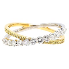 Natural Yellow Round and White Diamond .53 Carat TW Gold Cocktail Band