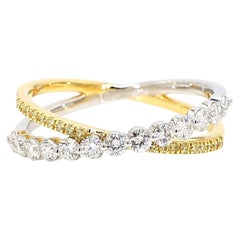 Natural Yellow Round and White Diamond .53 Carat TW Gold Cocktail Band