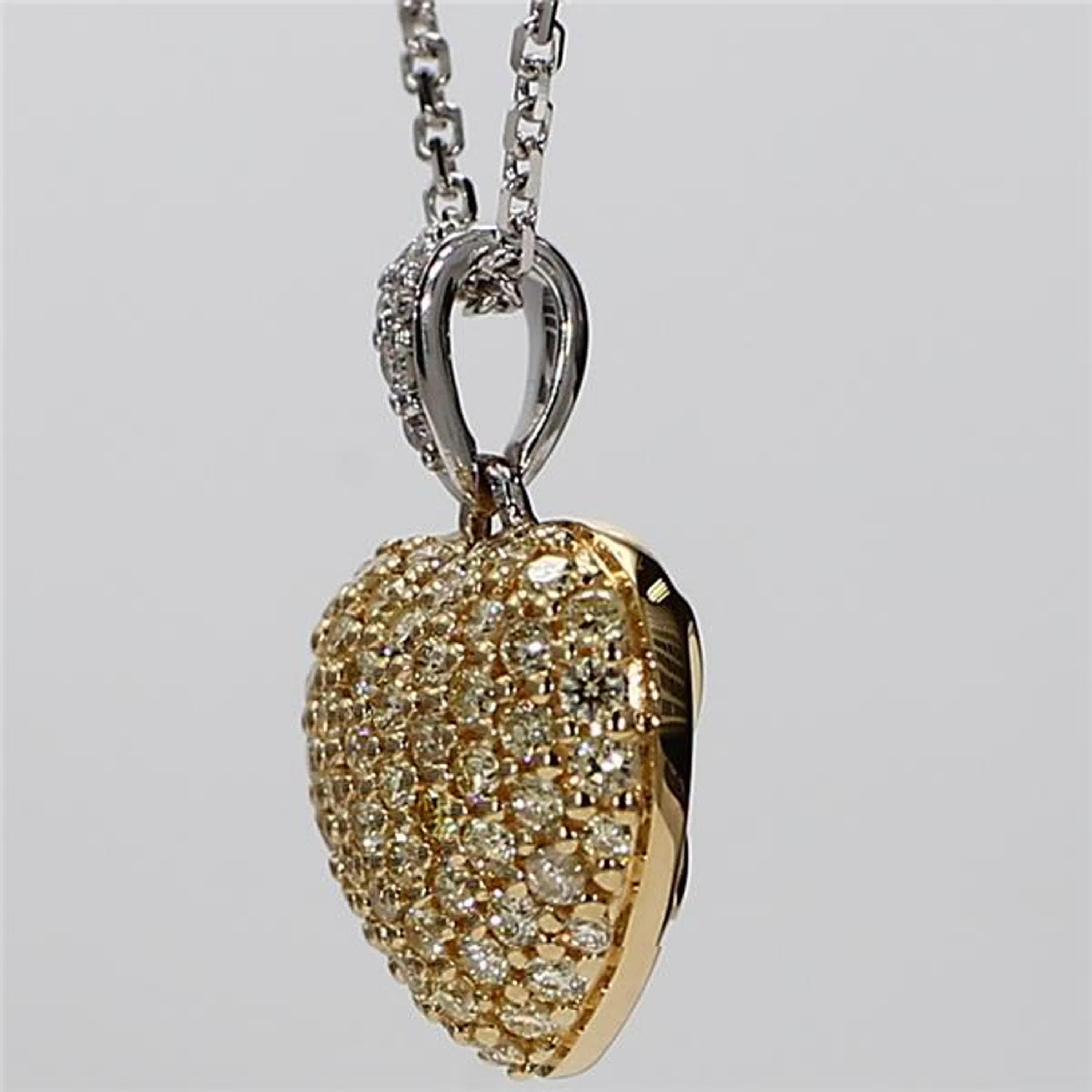 Contemporary Natural Yellow Round and White Diamond .54 Carat TW Gold Drop Pendant