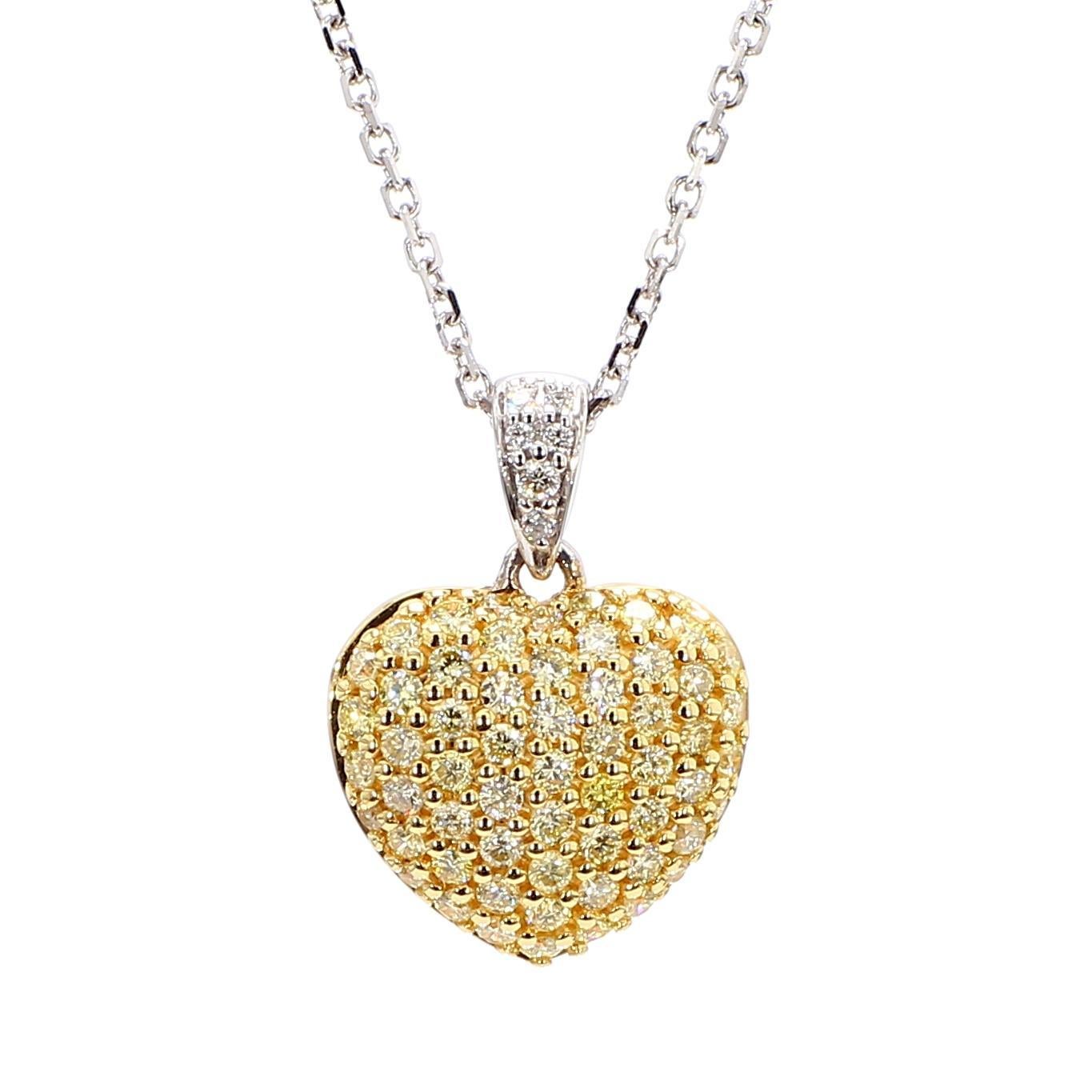 Contemporain Pendentif en or avec diamant rond jaune naturel et diamant blanc de 54 carat TW en vente
