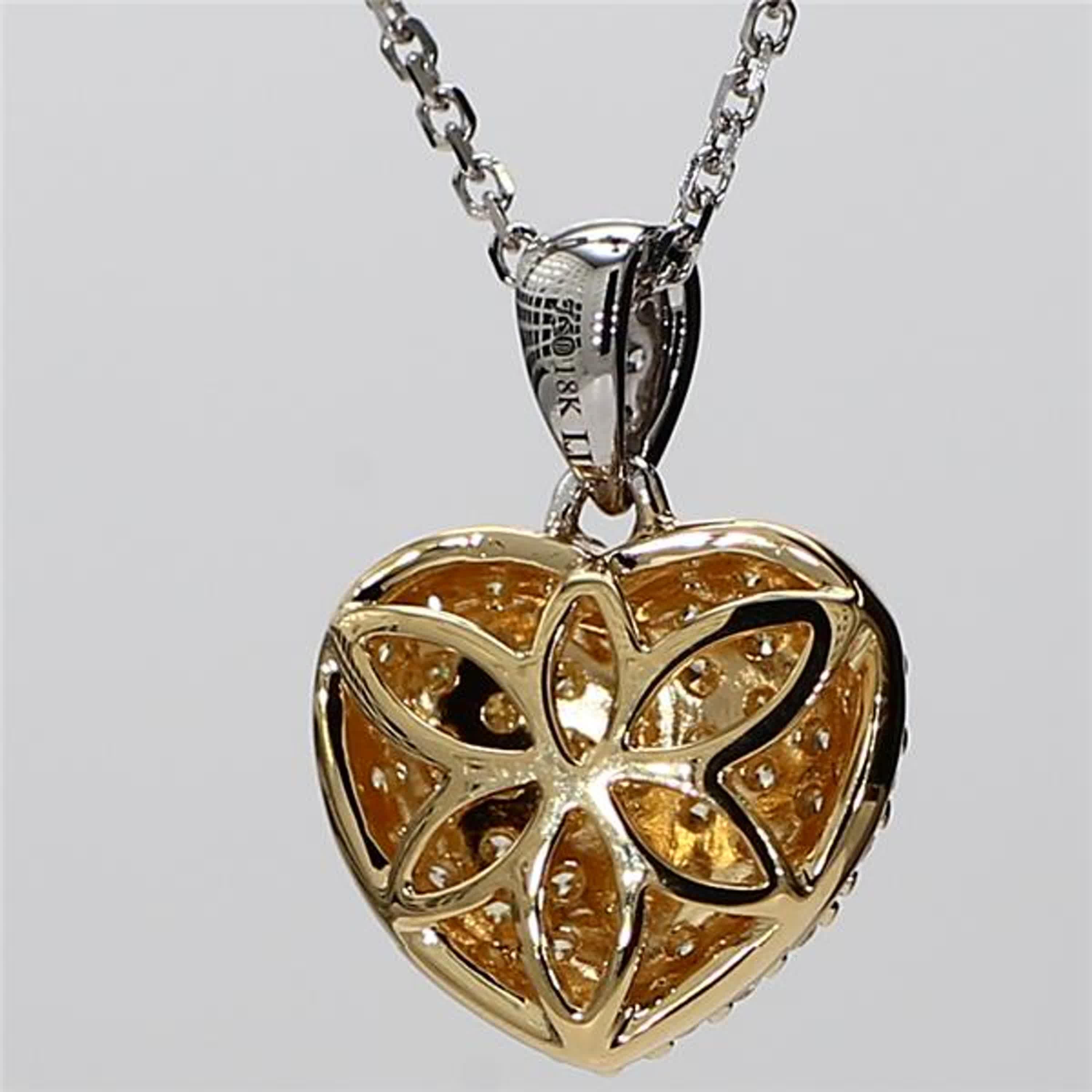 Natural Yellow Round and White Diamond .54 Carat TW Gold Drop Pendant In New Condition In New York, NY