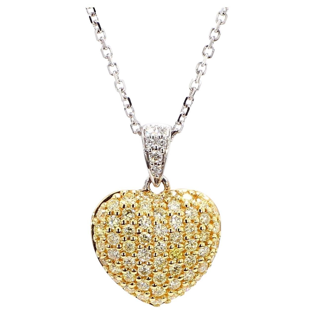 Pendentif en or avec diamant rond jaune naturel et diamant blanc de 54 carat TW