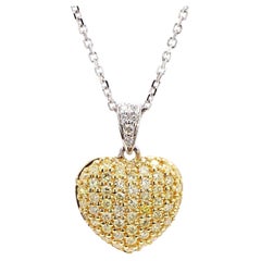 Ciondolo a goccia in oro con diamante giallo naturale e bianco da .54 carati TW