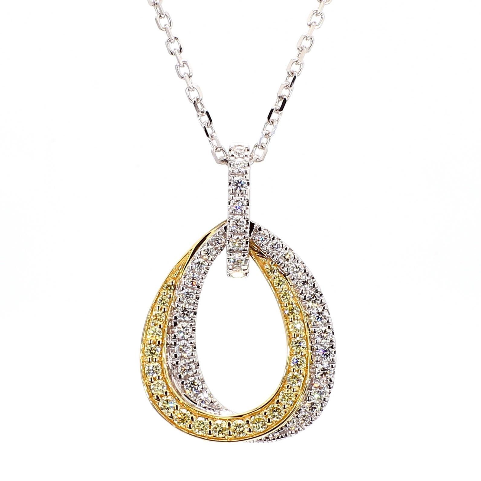 Contemporain Pendentif en or avec diamant rond jaune naturel et diamant blanc de 55 carat TW en vente