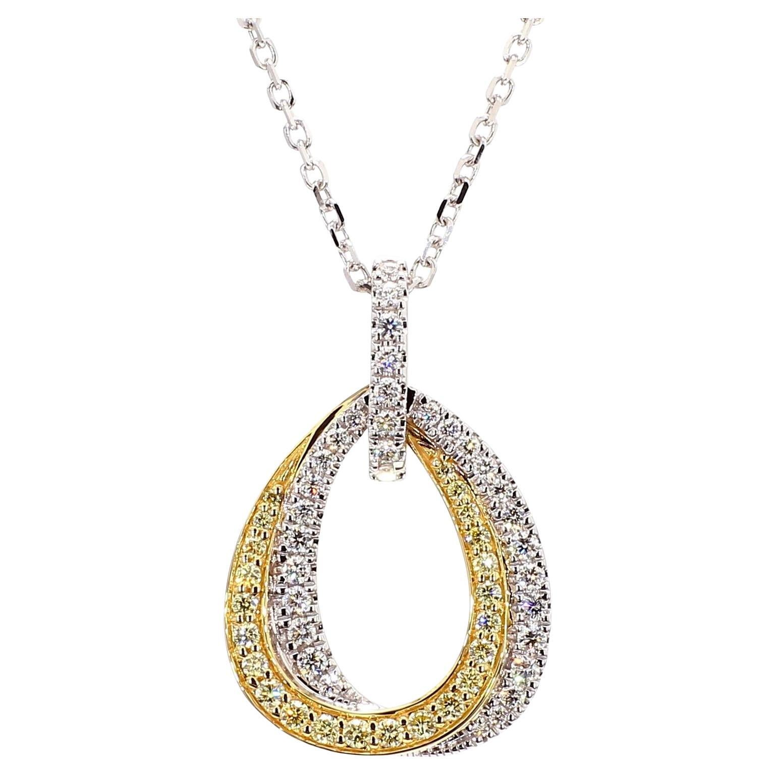 Pendentif en or avec diamant rond jaune naturel et diamant blanc de 55 carat TW