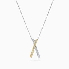 Natural Yellow Round and White Diamond .56 Carat TW Gold Drop Pendant