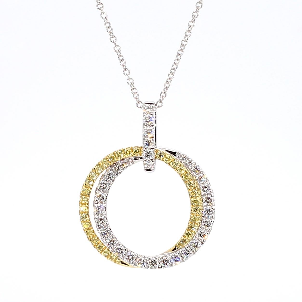 Contemporain Pendentif en or avec diamant rond jaune naturel et diamant blanc de 62 carat TW en vente