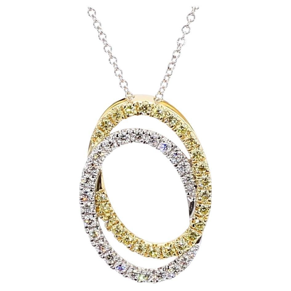 Pendentif en or avec diamant rond jaune naturel et diamant blanc de 63 carat TW