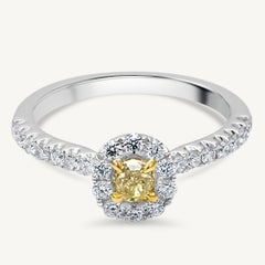natürlicher gelber runder und weißer Diamant .69 Karat TW Gold Cocktail-Ring