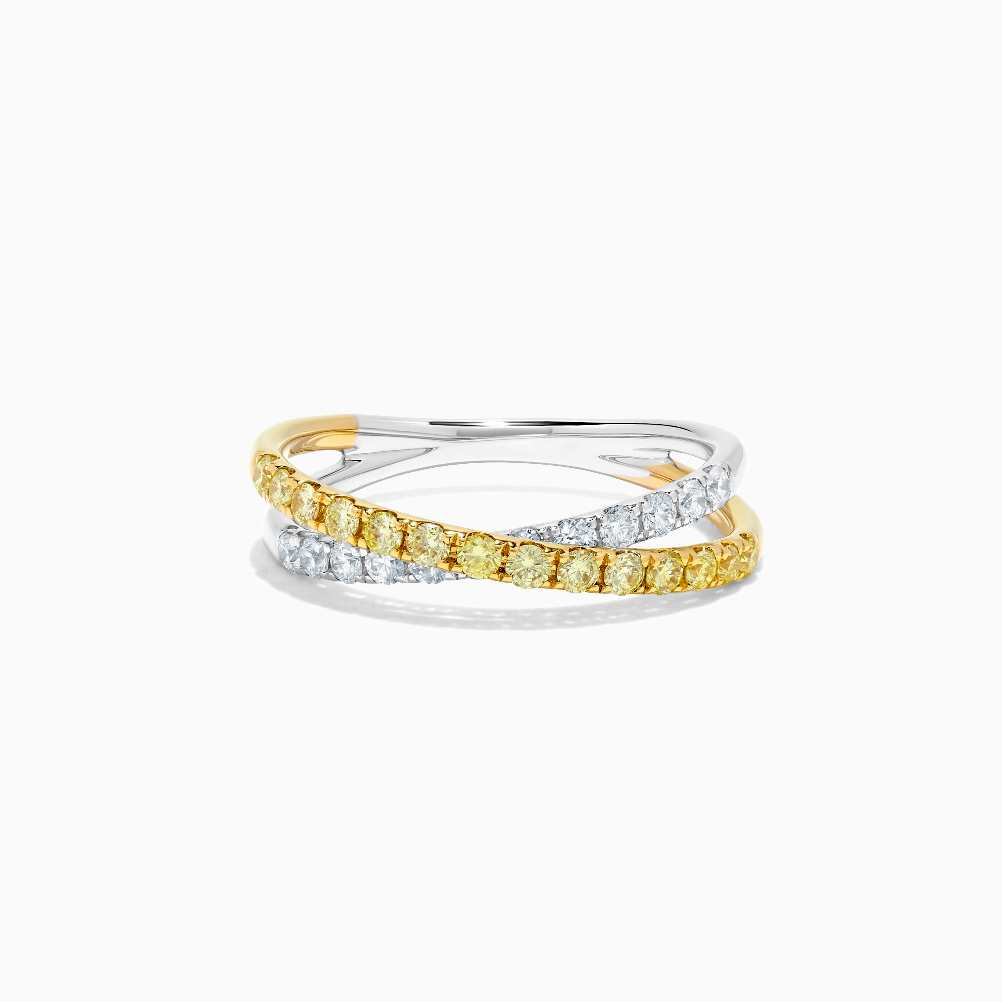 Natural Yellow Round and White Diamond .71 Carat TW Gold Wedding Band For Sale