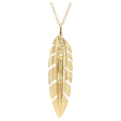 Natural Yellow Round Diamond 0.14 Carat TW Gold Necklace