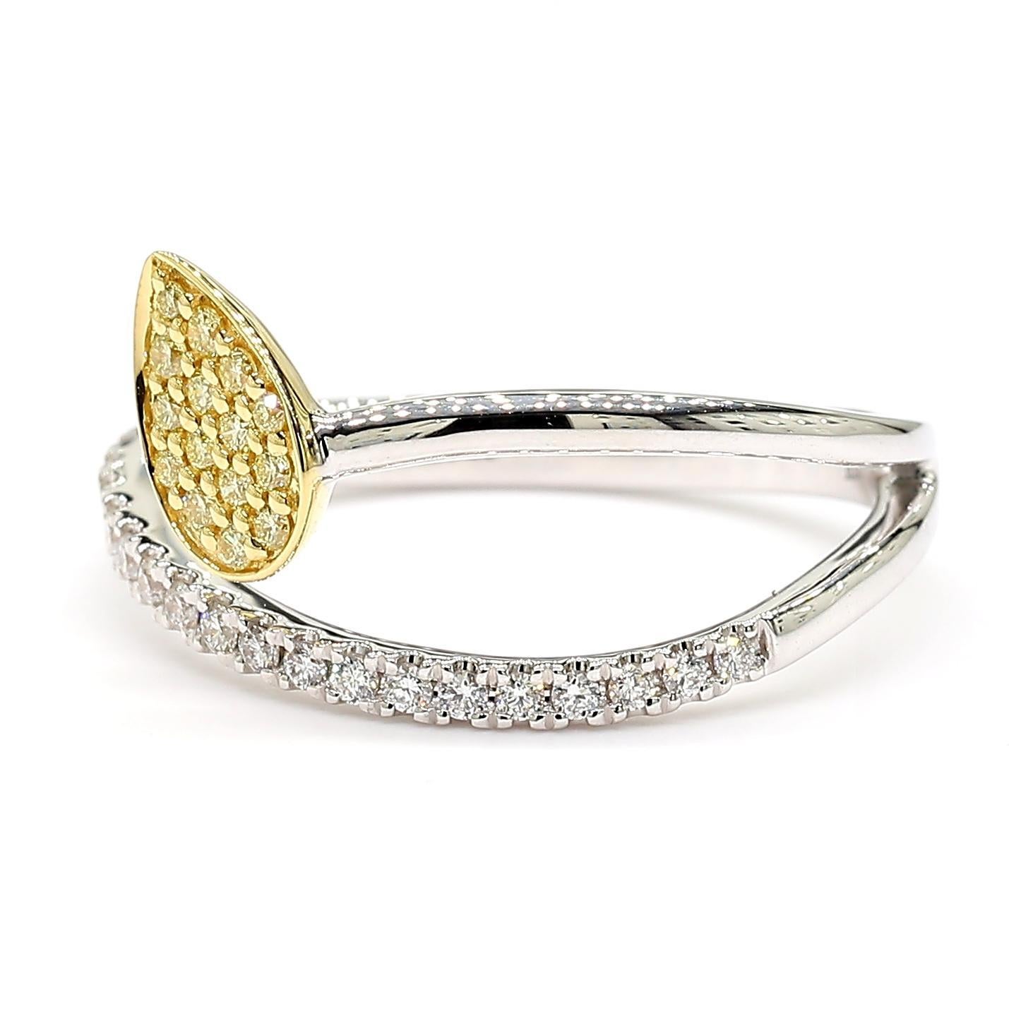 RareGemWorld's beautiful diamond cocktail ring. Mounted in a beautiful 18K Yellow and White Gold setting with natural round cut yellow diamonds complimented by natural round white diamond melee. This band is guaranteed to impress and enhance your