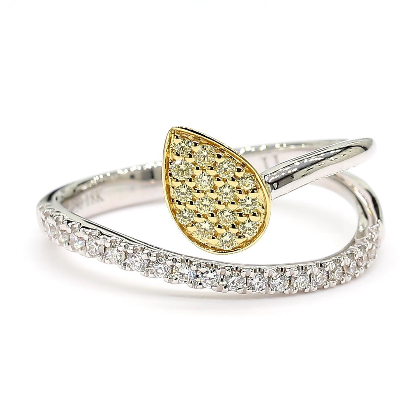 Contemporary Natural Yellow Round Diamond 0.28 Carat TW Gold Cocktail Ring For Sale