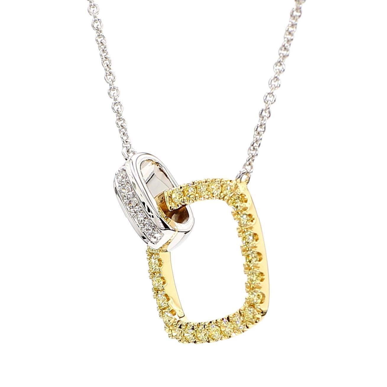 Le magnifique collier de diamants de Raregemworld. Montée dans une belle monture en or jaune et blanc 18 carats avec une mêlée de diamants jaunes ronds naturels complétée par une mêlée de diamants blancs ronds naturels. Ce collier ne manquera pas