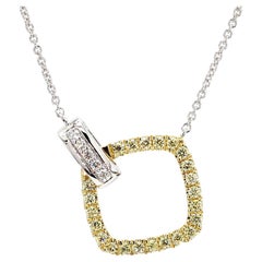Natural Yellow Round Diamond 0.29 Carat TW Gold Drop Necklace