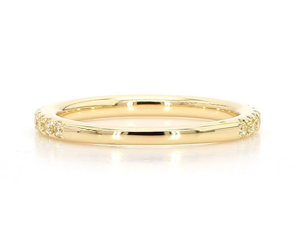 Taille ronde Alliance en or jaune naturel avec diamants ronds jaunes de 0.35 carats poids total en vente