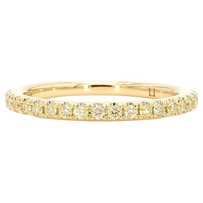 Natural Yellow Round Diamond 0.35 Carat TW Yellow Gold Wedding Band