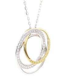Natural Yellow Round Diamond 0.42 Carat TW Gold Pendant