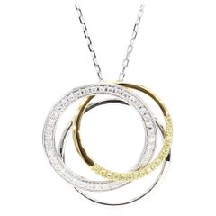 Natural Yellow Round Diamond 0.42 Carat TW Gold Pendant