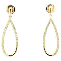 Orecchini a cerchio in oro giallo Nature con diamante rotondo da 0.43 carati TW