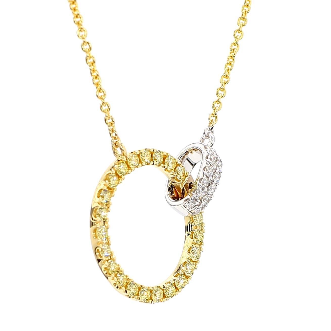 Taille ronde Collier goutte en or jaune naturel avec diamants ronds de 0,45 carat poids total en vente