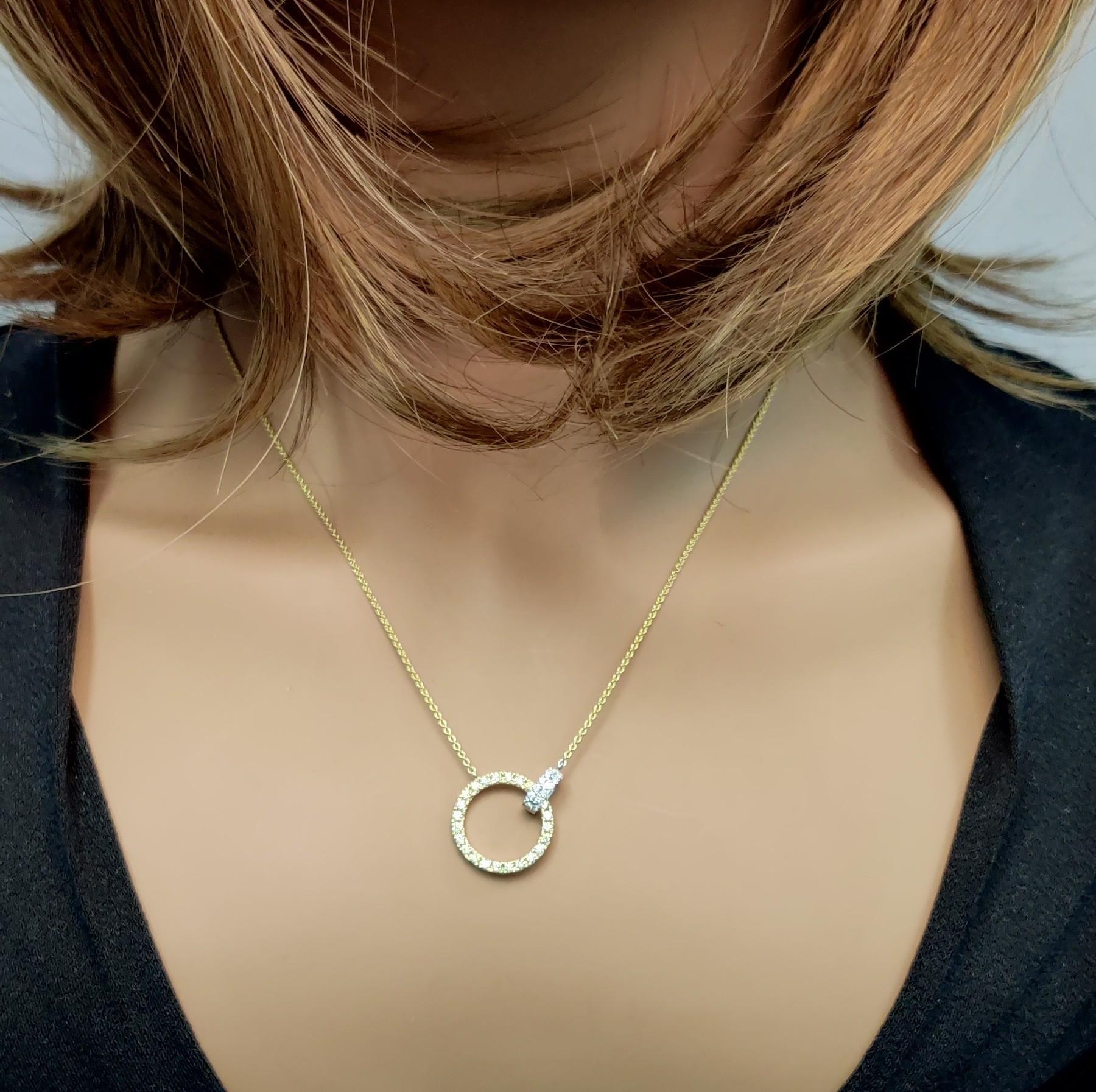 Collier goutte en or jaune naturel avec diamants ronds de 0,45 carat poids total Neuf - En vente à New York, NY