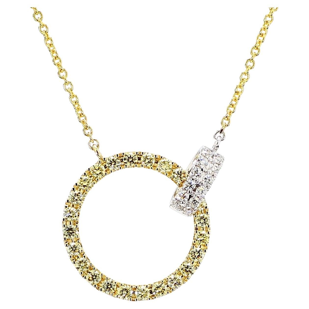 Natürlicher gelber runder Diamant 0,45 Karat TW Gold-Tropfen-Halskette
