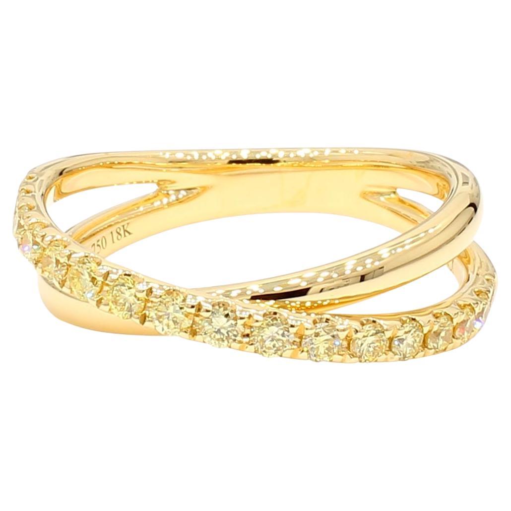 Natural Yellow Round Diamond 0.47 Carat TW Gold Cocktail Band