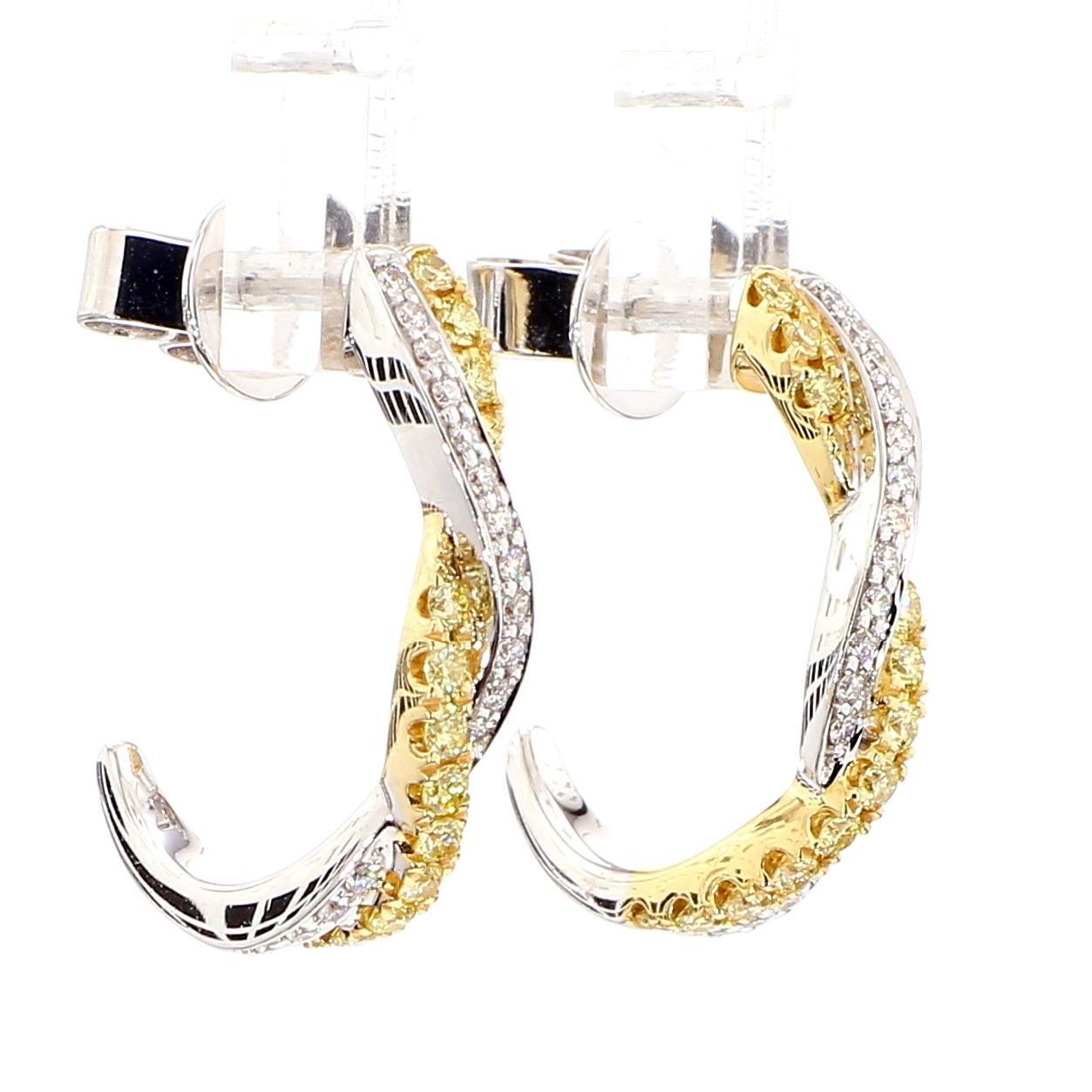 Taille ronde Pendants d'oreilles en or jaune naturel avec diamants ronds de 0,49 carat poids total en vente