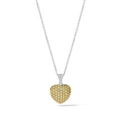 Natural Yellow Round Diamond 0.51 Carat TW Gold Pendant
