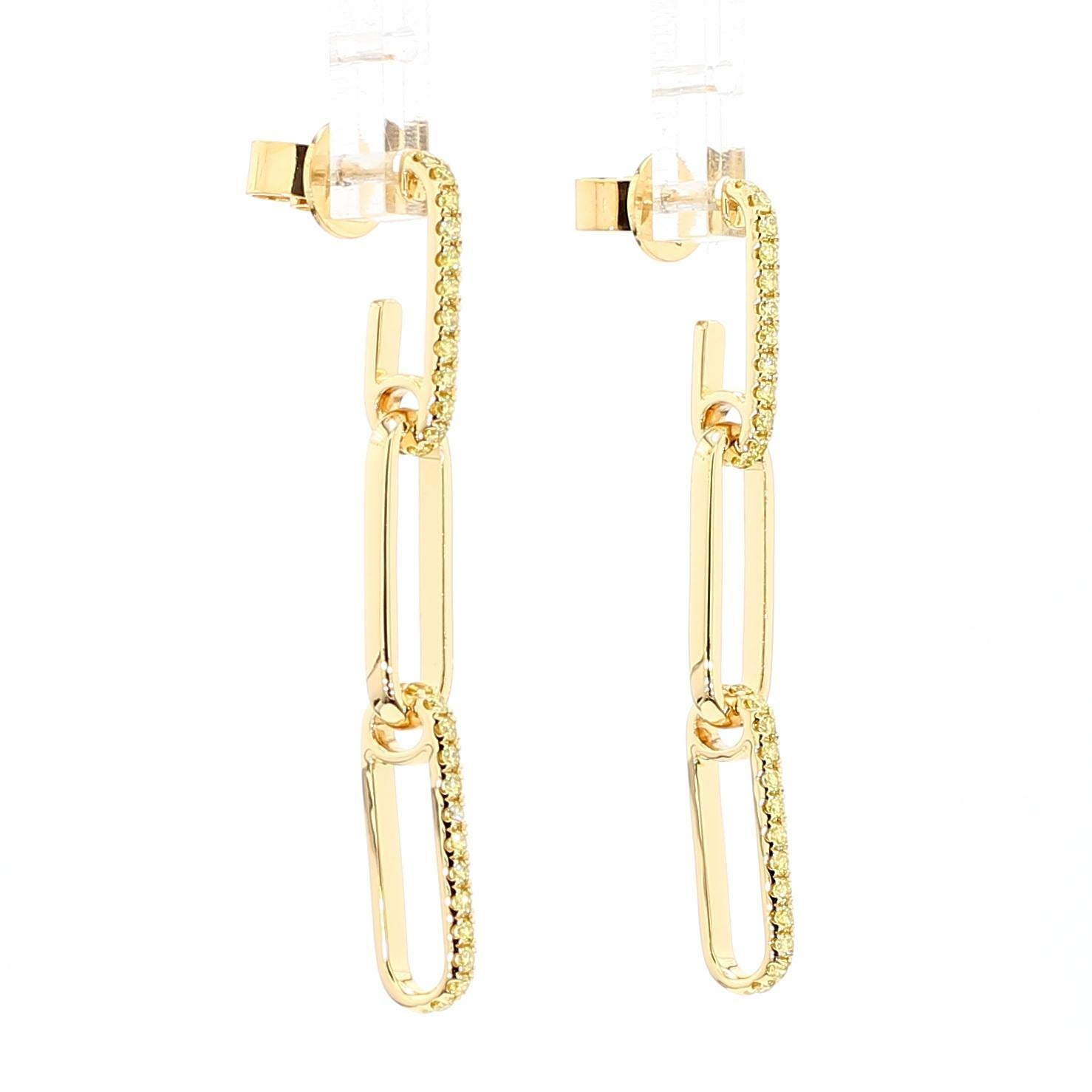 Donna Orecchini a goccia in oro giallo con diamante rotondo Nature 0,54 carati TW in vendita