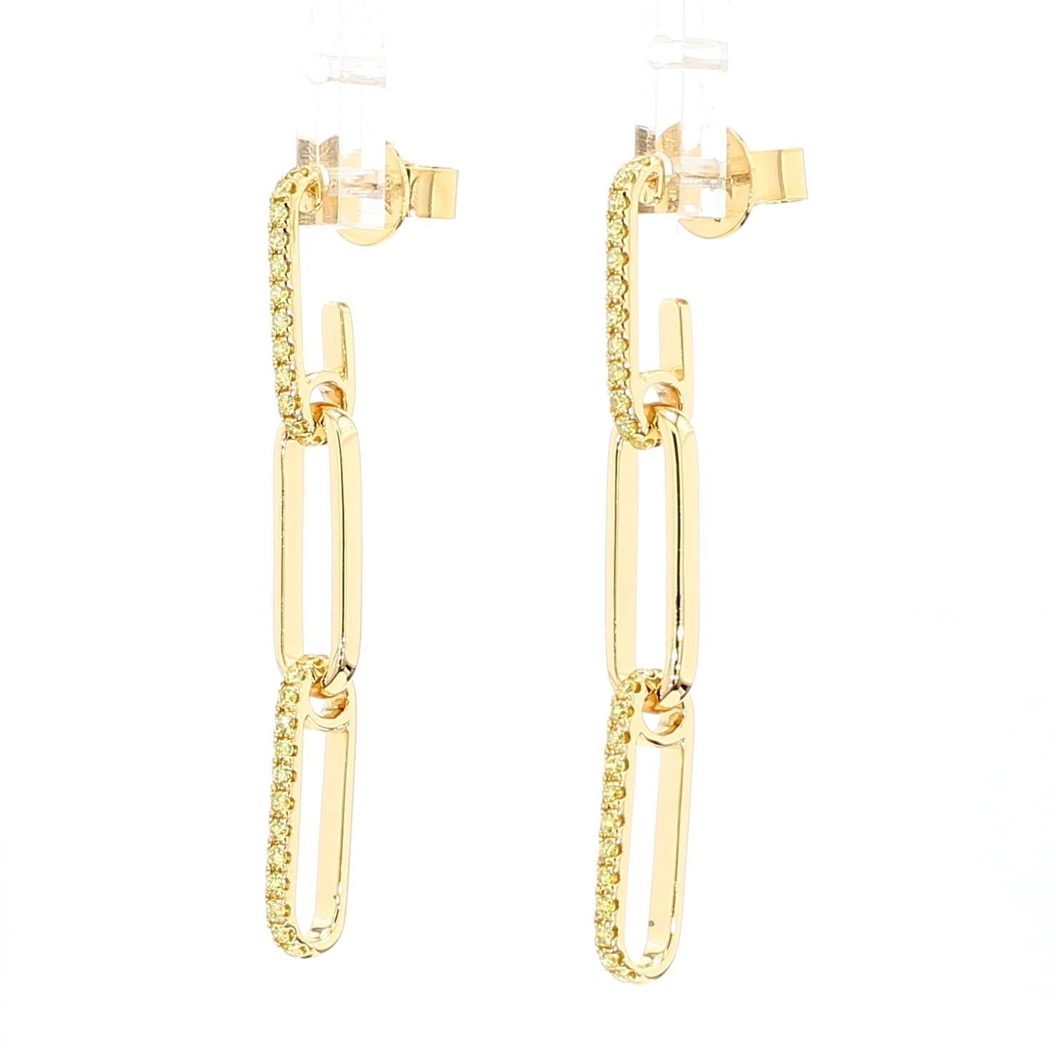 Orecchini a goccia in oro giallo con diamante rotondo Nature 0,54 carati TW in vendita 2