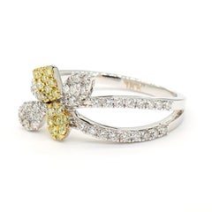 Natural Yellow Round Diamond 0.62 Carat TW Gold Cocktail Ring