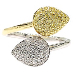 Natural Yellow Round Diamond 0.62 Carat TW Gold Cocktail Ring