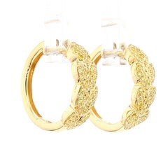 Boucles d'oreilles en or ornées de diamants ronds jaunes naturels 0,62 carat TW