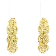 Boucles d'oreilles en or ornées de diamants ronds jaunes naturels 0,62 carat TW