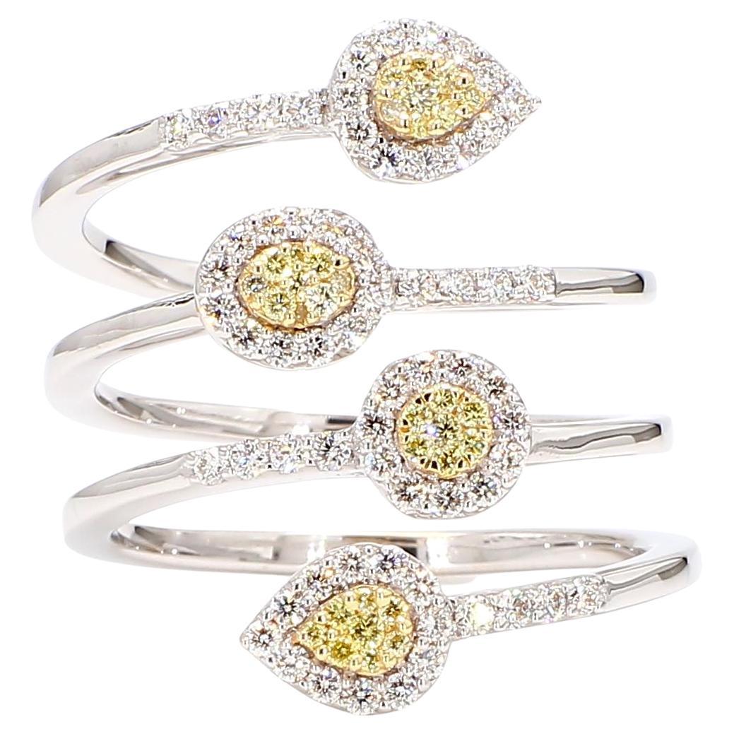 Natural Yellow Round Diamond 0.65 Carat TW Gold Cocktail Band