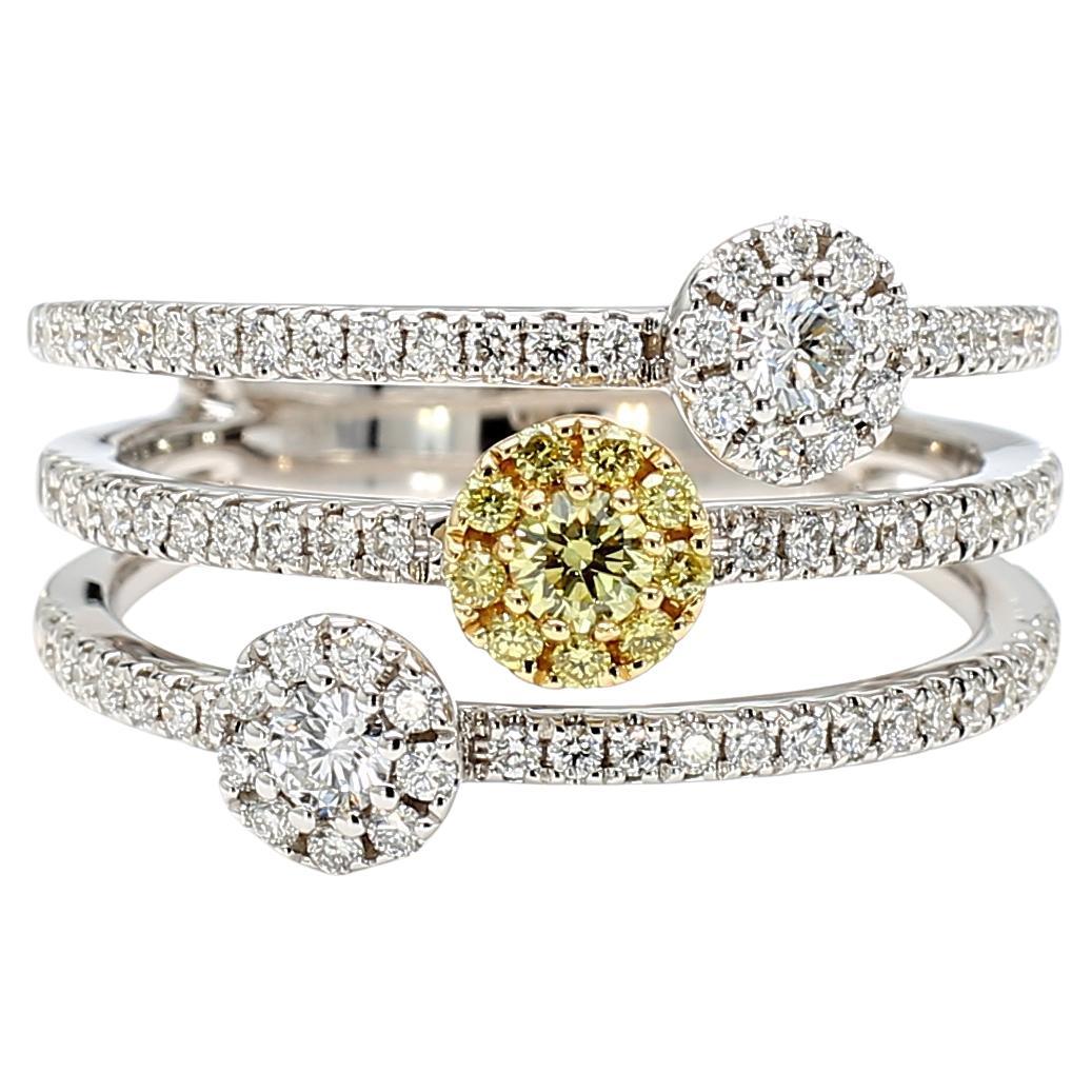 Natural Yellow Round Diamond 0.67 Carat TW Gold Cocktail Ring