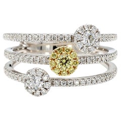 Natural Yellow Round Diamond 0.67 Carat TW Gold Cocktail Ring