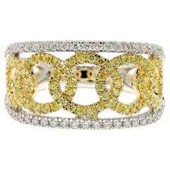 Natural Yellow Round Diamond 0.69 Carat TW Gold Cocktail Ring
