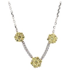 Natural Yellow Round Diamond 0.70 Carat TW Gold Drop Necklace