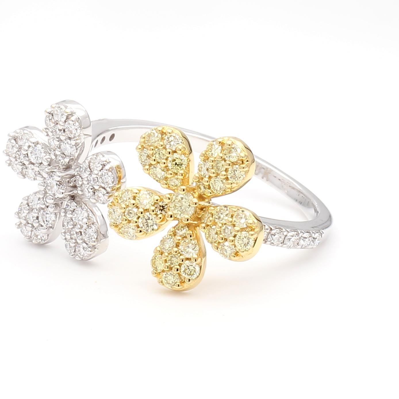 Le bracelet classique en diamants de Raregemworld. Monté dans une belle monture en or jaune et blanc 18 carats avec des diamants jaunes de taille ronde naturelle complétés par des diamants blancs de taille ronde naturelle. Cette bague est garantie