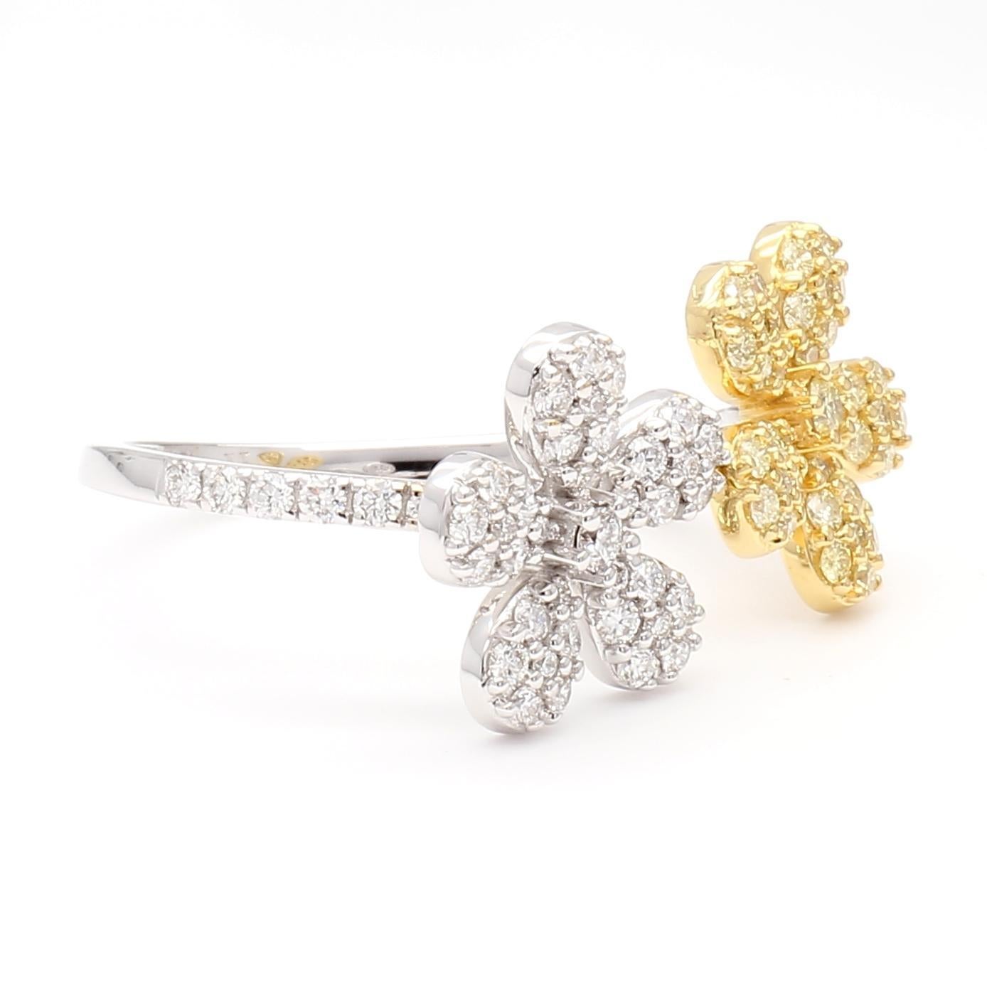Taille ronde Bague en or jaune naturel de 0,83 carat poids total en vente